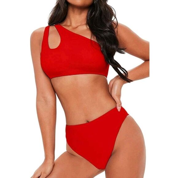 Fafofa Other - Fafofa red one should cutout hi cut cheeky bikini swimsuit M 6/8